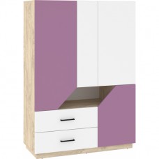 Skapis PAX 133 4D2S, Ozols/Balts/Lavanda